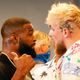 Jake Paul and Tyron Woodley take part in media availability at 5th St. Gym ahead of their August 28th boxing match on June 03, 2021 in Miami, Florida.